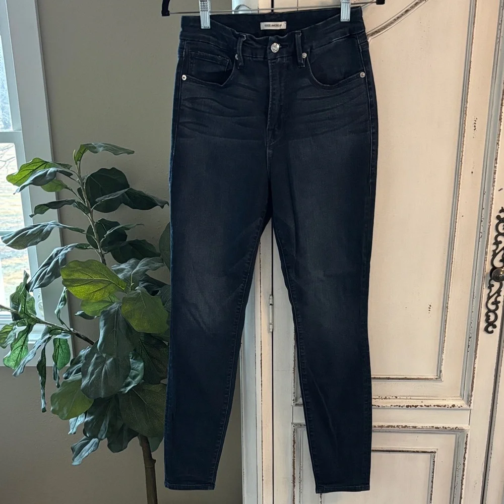Good American Good Legs High Rise Skinny Jeans 10/30 Women Dark Wash Stretch - Picture 1 of 8
